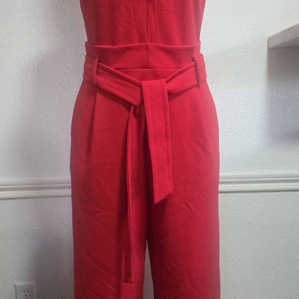 Chic Red V-Neck Jumpsuit - Picture 7 of 11